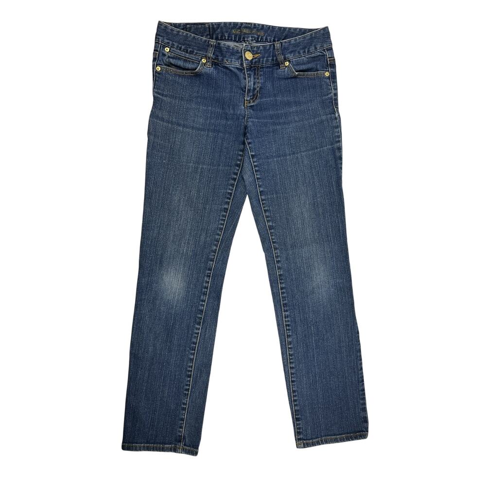 Michael Kors Jeans Womens 8 Mid Rise Straight Leg Gold Metal Label Rivets